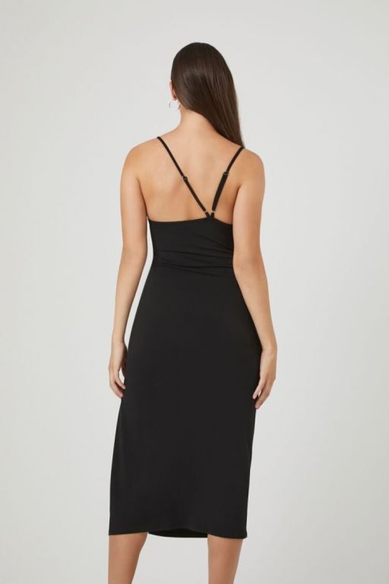 Vestido Forever 21 Asymmetrical Cami Slit Midi Mujer Negras | FkszUnuZEIX