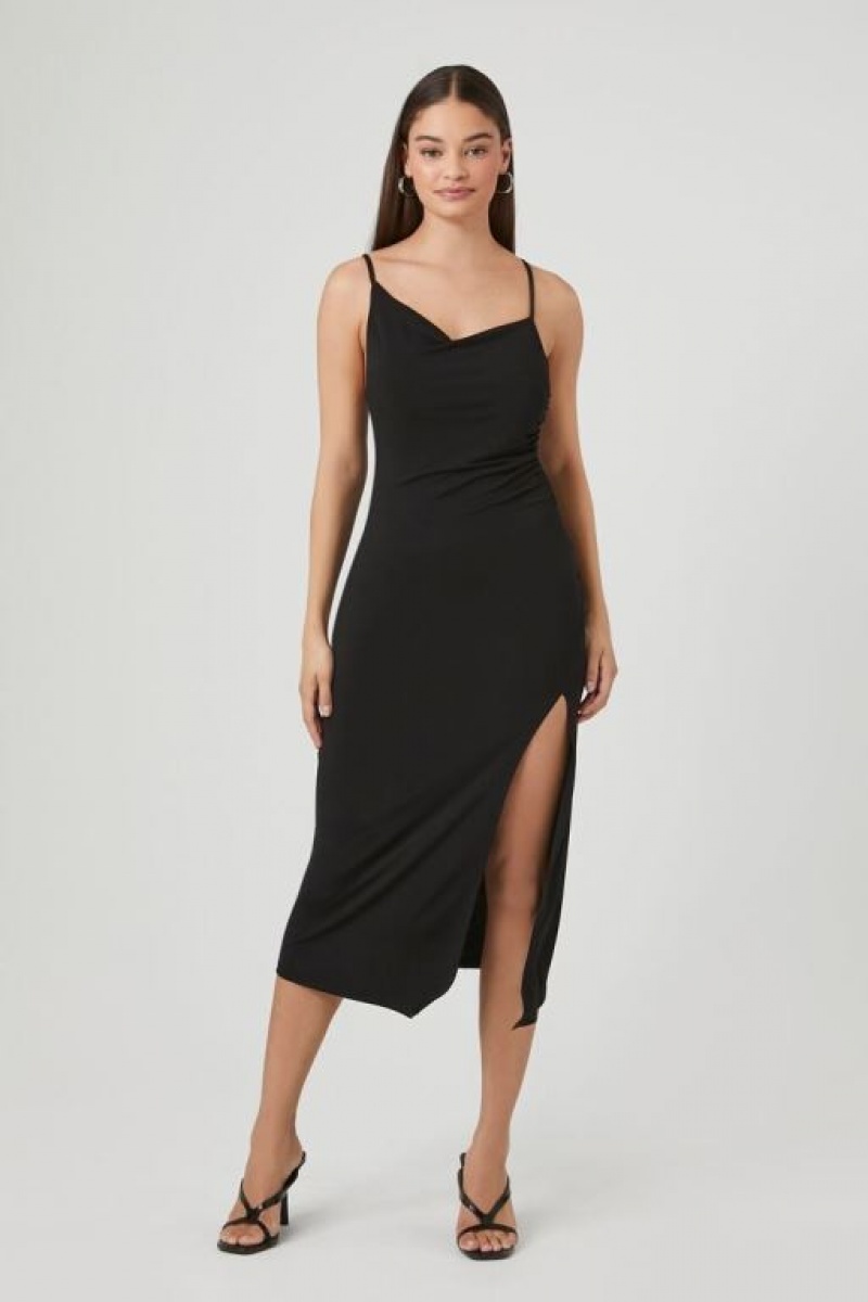 Vestido Forever 21 Asymmetrical Cami Slit Midi Mujer Negras | FkszUnuZEIX