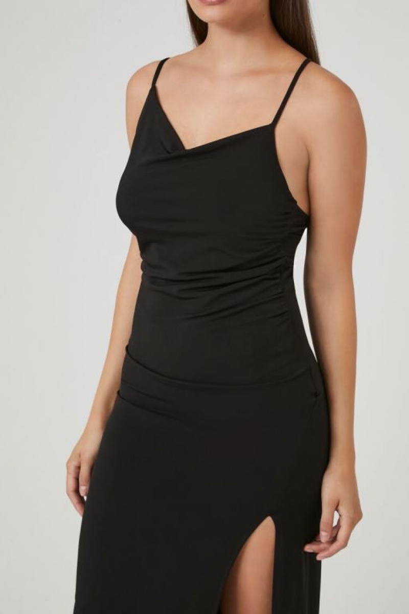 Vestido Forever 21 Asymmetrical Cami Slit Midi Mujer Negras | FkszUnuZEIX