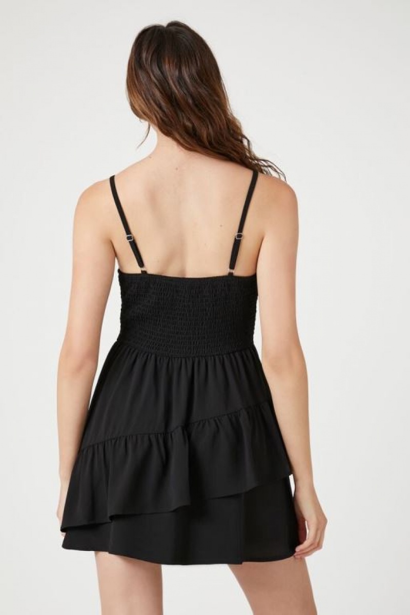 Vestido Forever 21 Asymmetrical Tiered Mini Mujer Negras | GeT3TzgFAXi