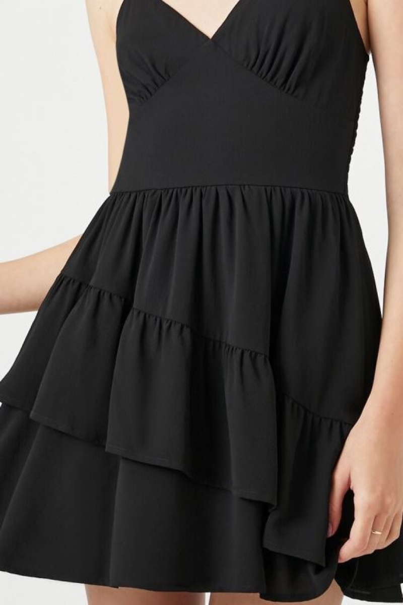 Vestido Forever 21 Asymmetrical Tiered Mini Mujer Negras | GeT3TzgFAXi