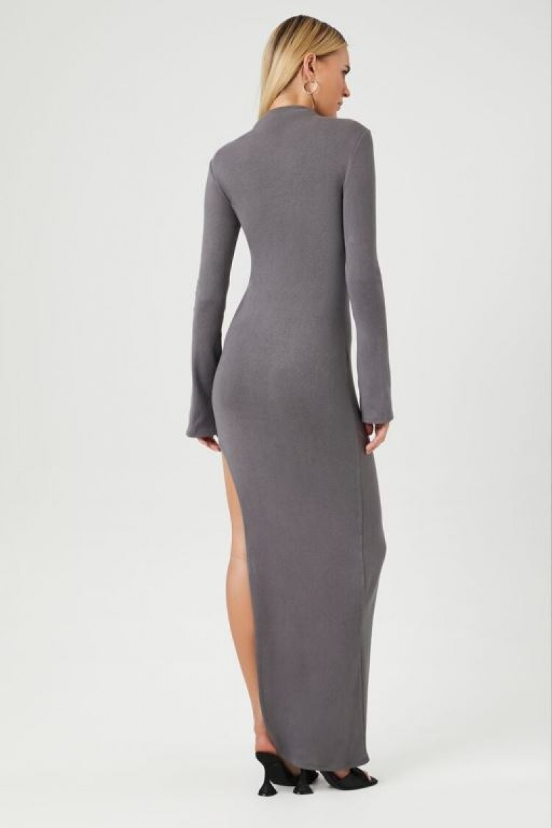 Vestido Forever 21 Asymmetrical Turtleneck Maxi Mujer Gris | JMbnTLgyE77