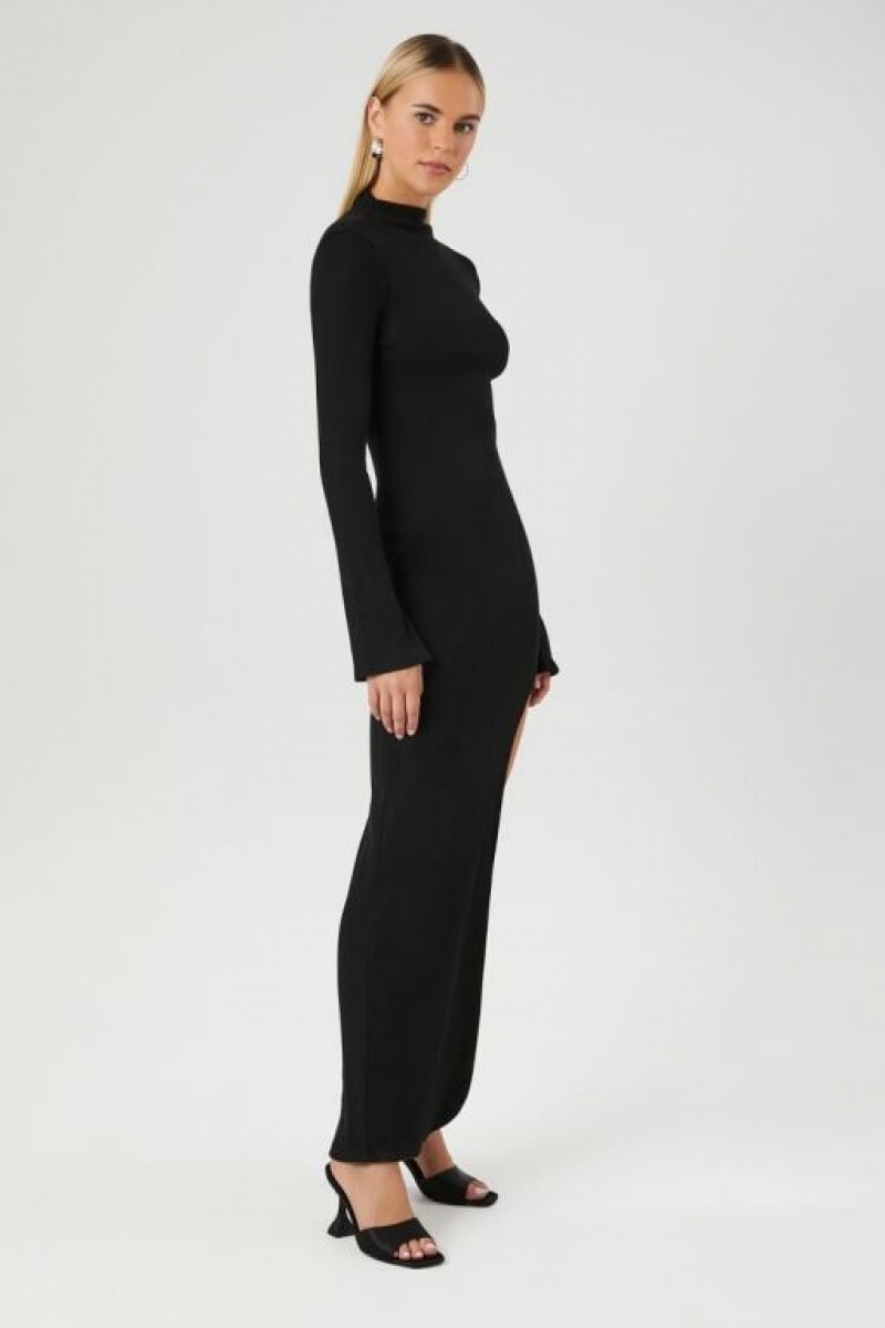 Vestido Forever 21 Asymmetrical Turtleneck Maxi Mujer Negras | gMb9hlB653n