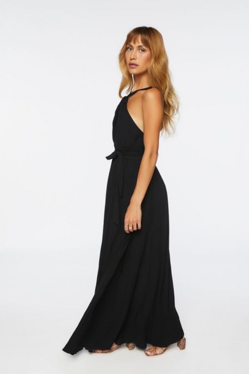 Vestido Forever 21 Belted Cutout Halter Maxi Mujer Negras | JBXRBH59Ql2