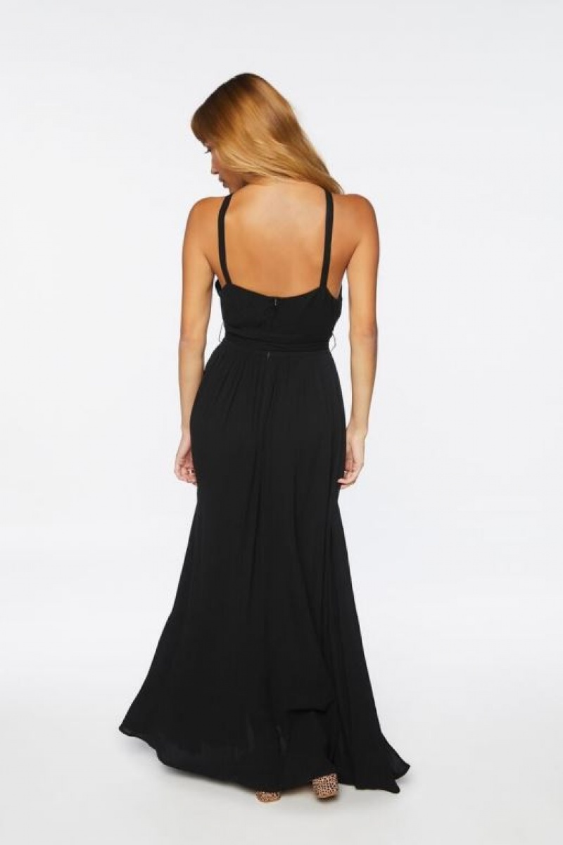 Vestido Forever 21 Belted Cutout Halter Maxi Mujer Negras | JBXRBH59Ql2