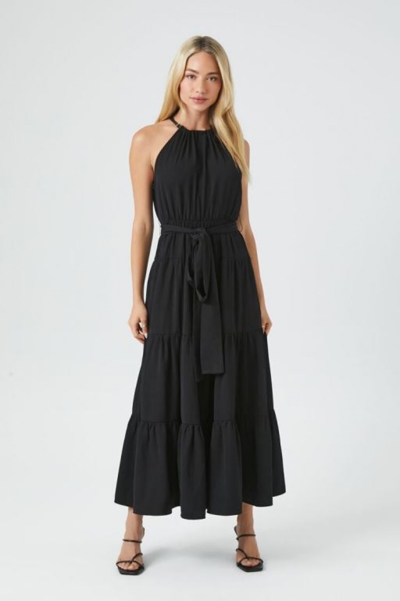 Vestido Forever 21 Belted Halter Maxi Mujer Negras | g8obwKYBlzI