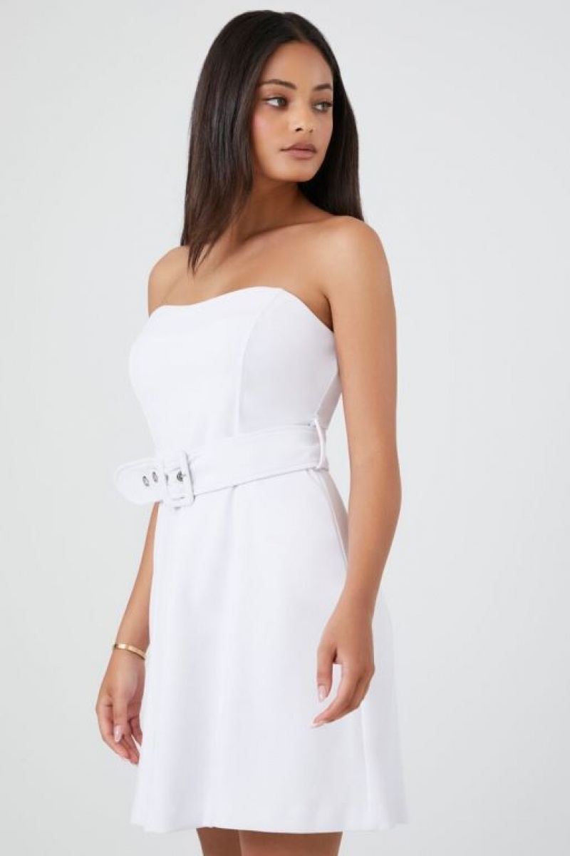 Vestido Forever 21 Belted Sweetheart Mini Mujer Blancas | WH2UjTFixia