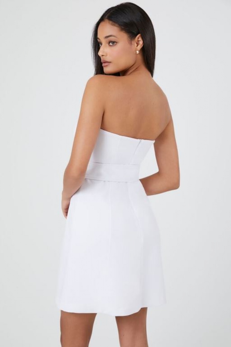 Vestido Forever 21 Belted Sweetheart Mini Mujer Blancas | WH2UjTFixia