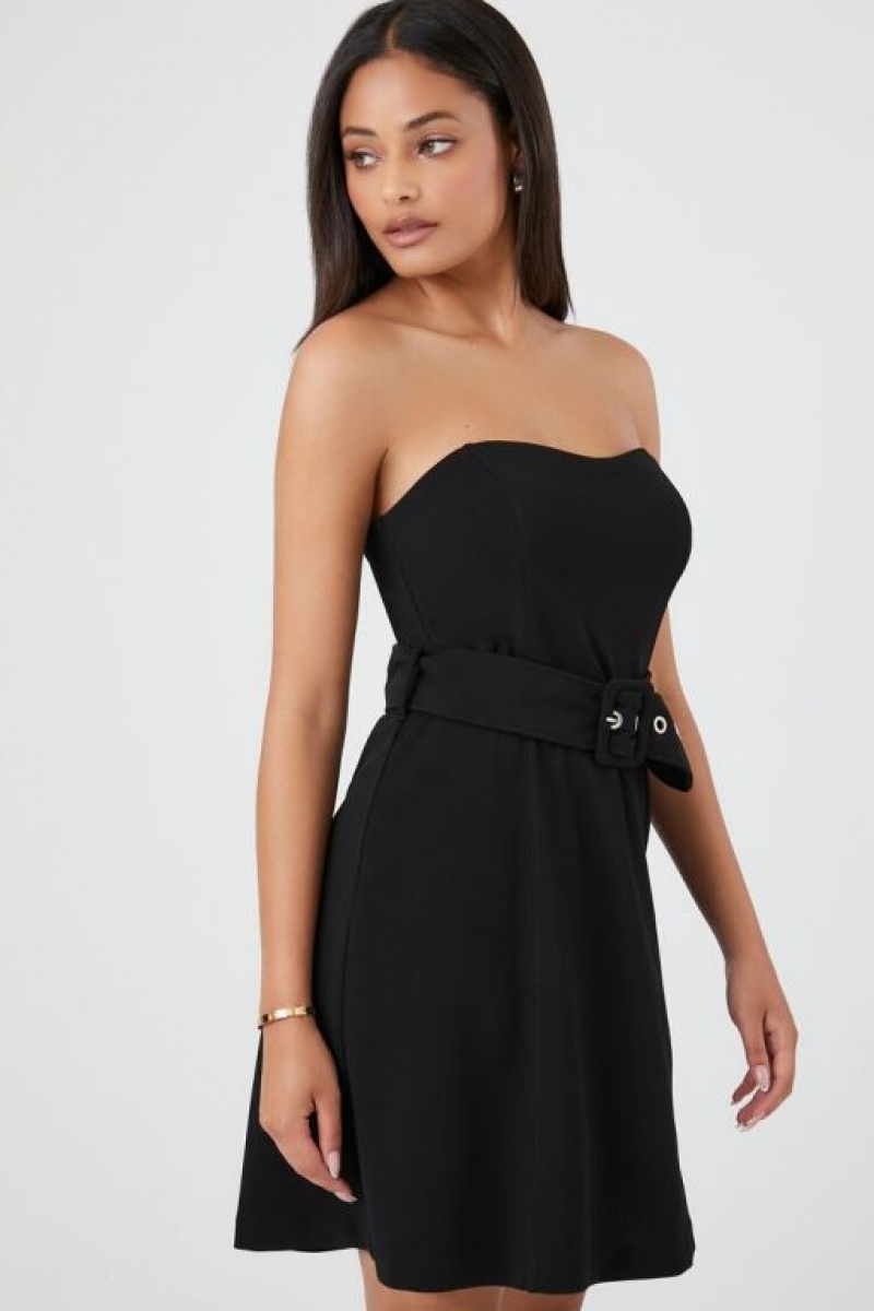 Vestido Forever 21 Belted Sweetheart Mini Mujer Negras | 0MgnY3F9Iyl