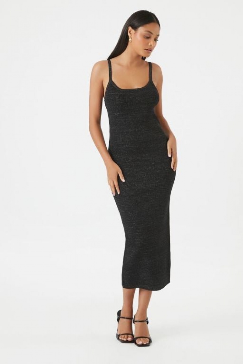 Vestido Forever 21 Bodycon Acanalado Mujer Negras Plateadas | D8XyQ5zk0Xt