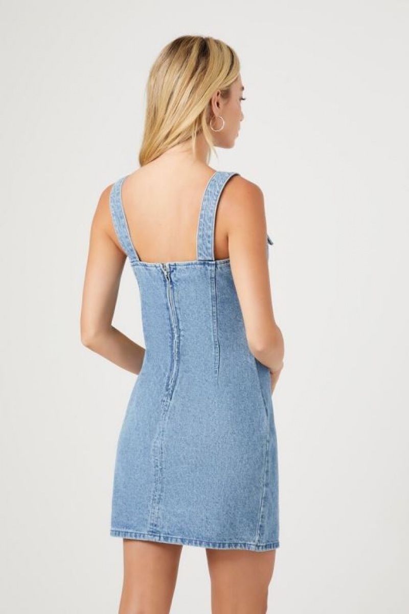 Vestido Forever 21 Bodycon Denim Mini Mujer Azules | nPOw9PebsRH