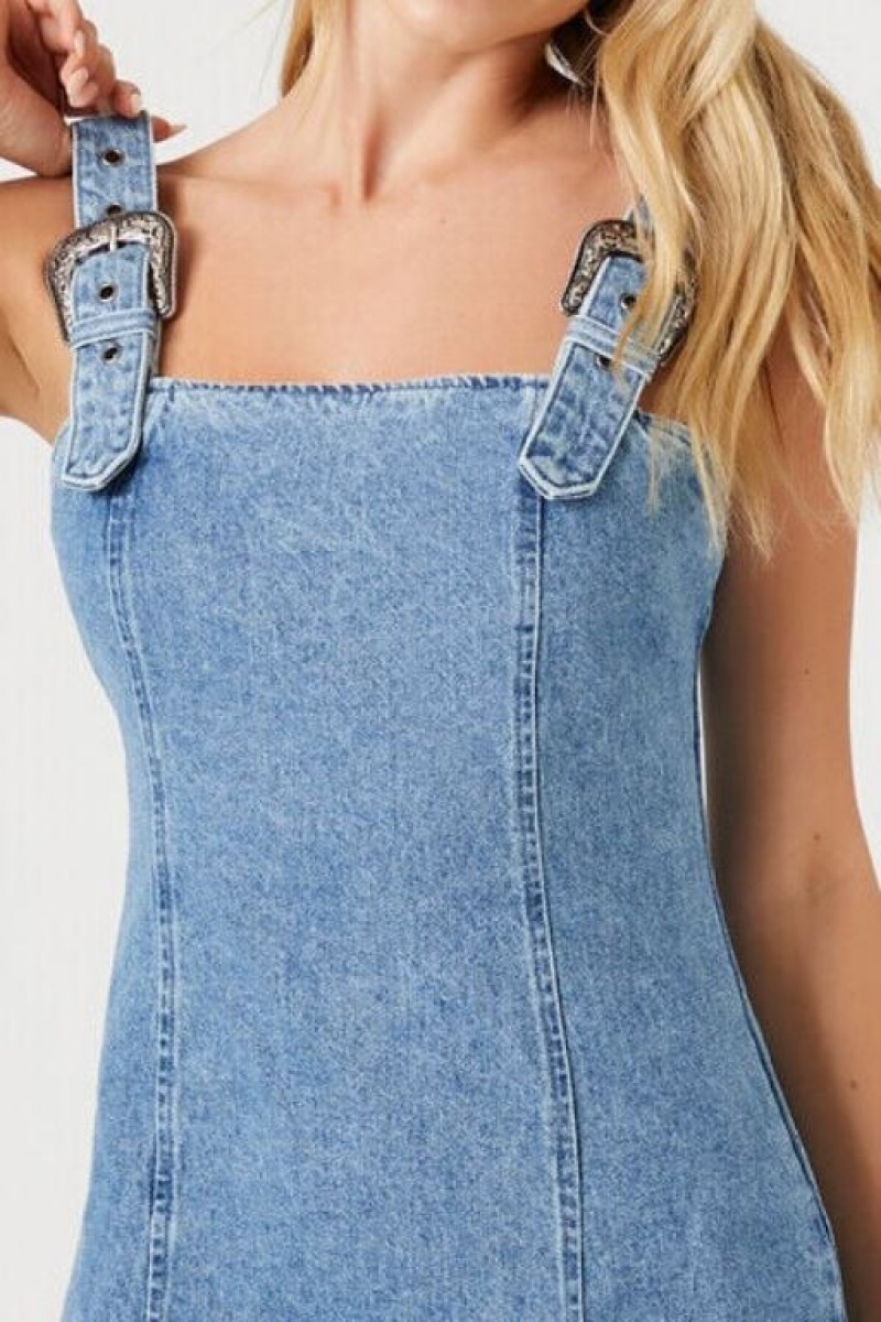 Vestido Forever 21 Bodycon Denim Mini Mujer Azules | nPOw9PebsRH