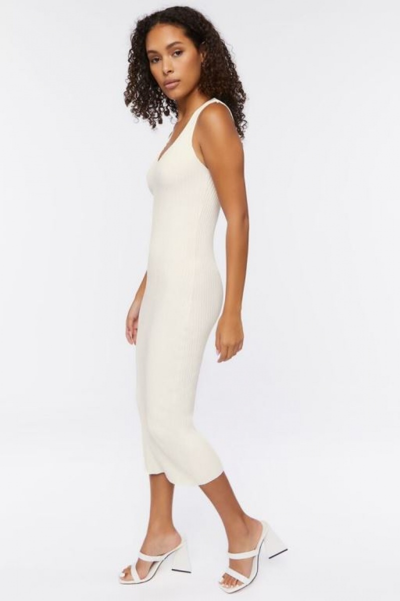 Vestido Forever 21 Bodycon Midi Mujer Creme | AoKo8ysi567