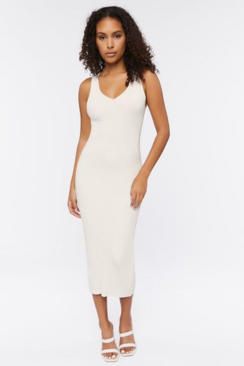 Vestido Forever 21 Bodycon Midi Mujer Creme | AoKo8ysi567