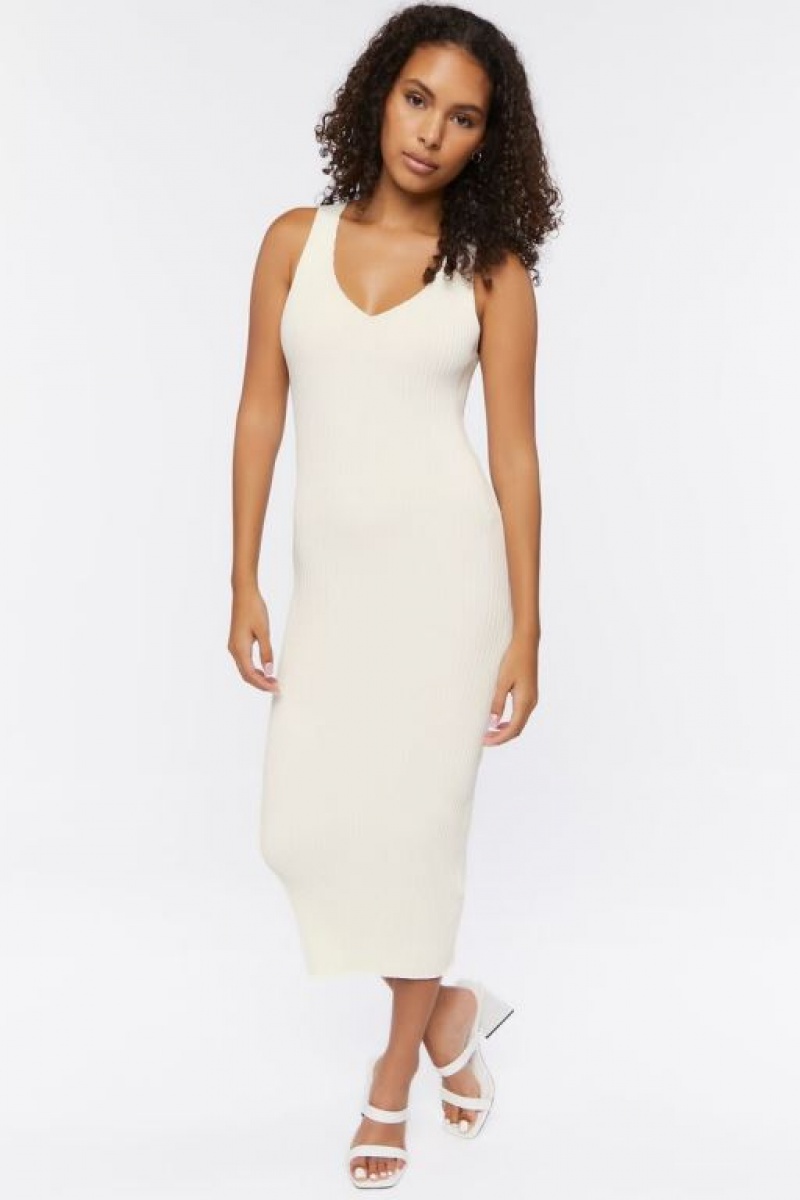 Vestido Forever 21 Bodycon Midi Mujer Creme | AoKo8ysi567