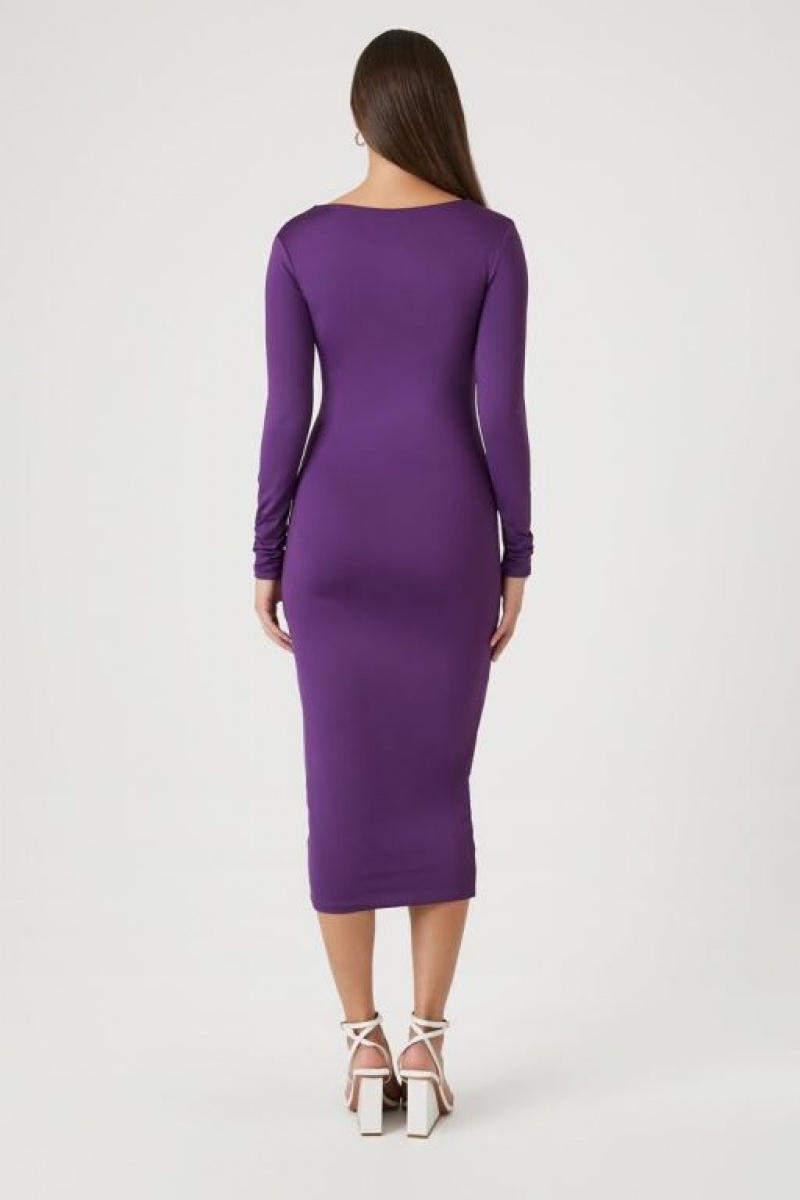 Vestido Forever 21 Bodycon Midi Mujer Eggplant | ZAzqGCPU1vq