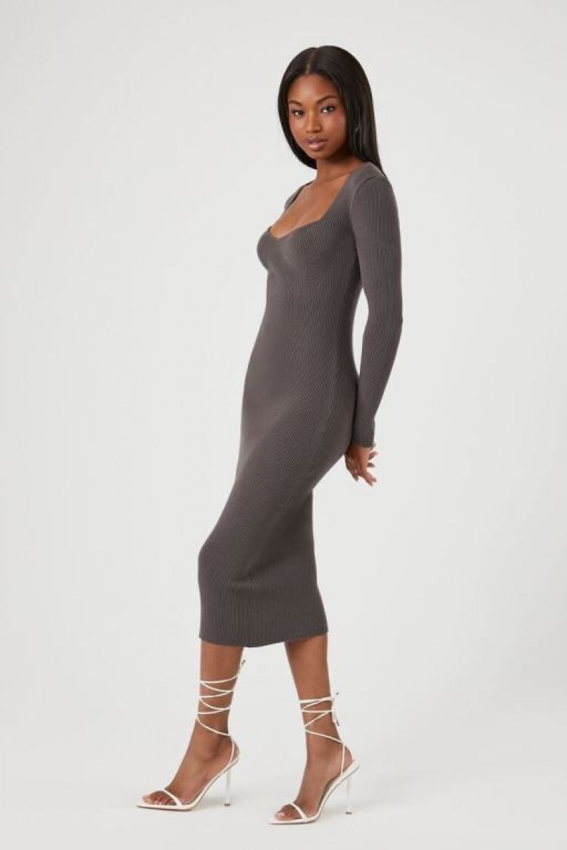 Vestido Forever 21 Bodycon Midi Mujer Gris | C7PBpBlZmkZ