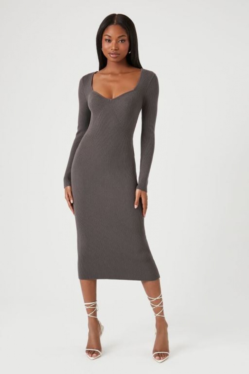 Vestido Forever 21 Bodycon Midi Mujer Gris | C7PBpBlZmkZ