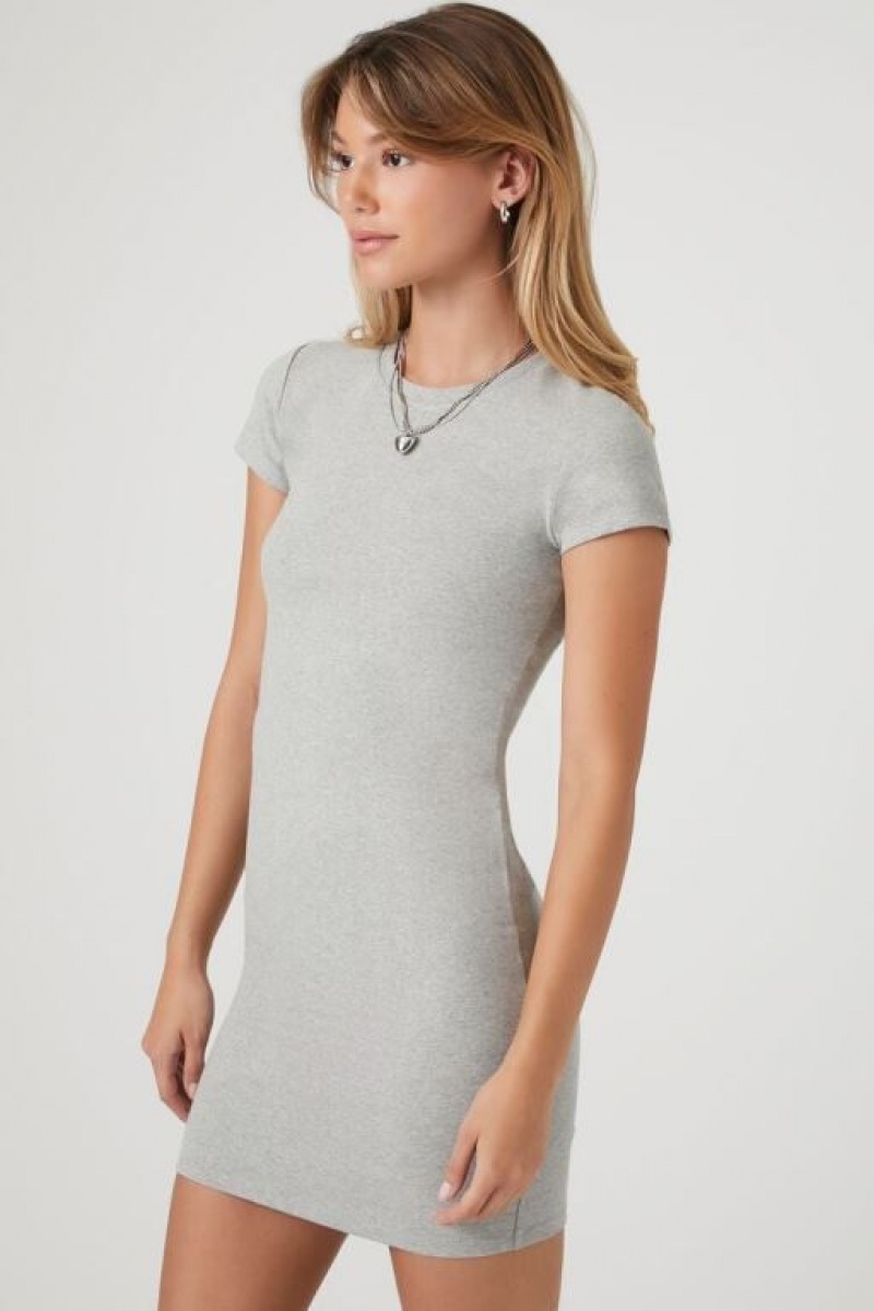 Vestido Forever 21 Bodycon Mini T Shirt Mujer Gris | oPuKNUvGrqT