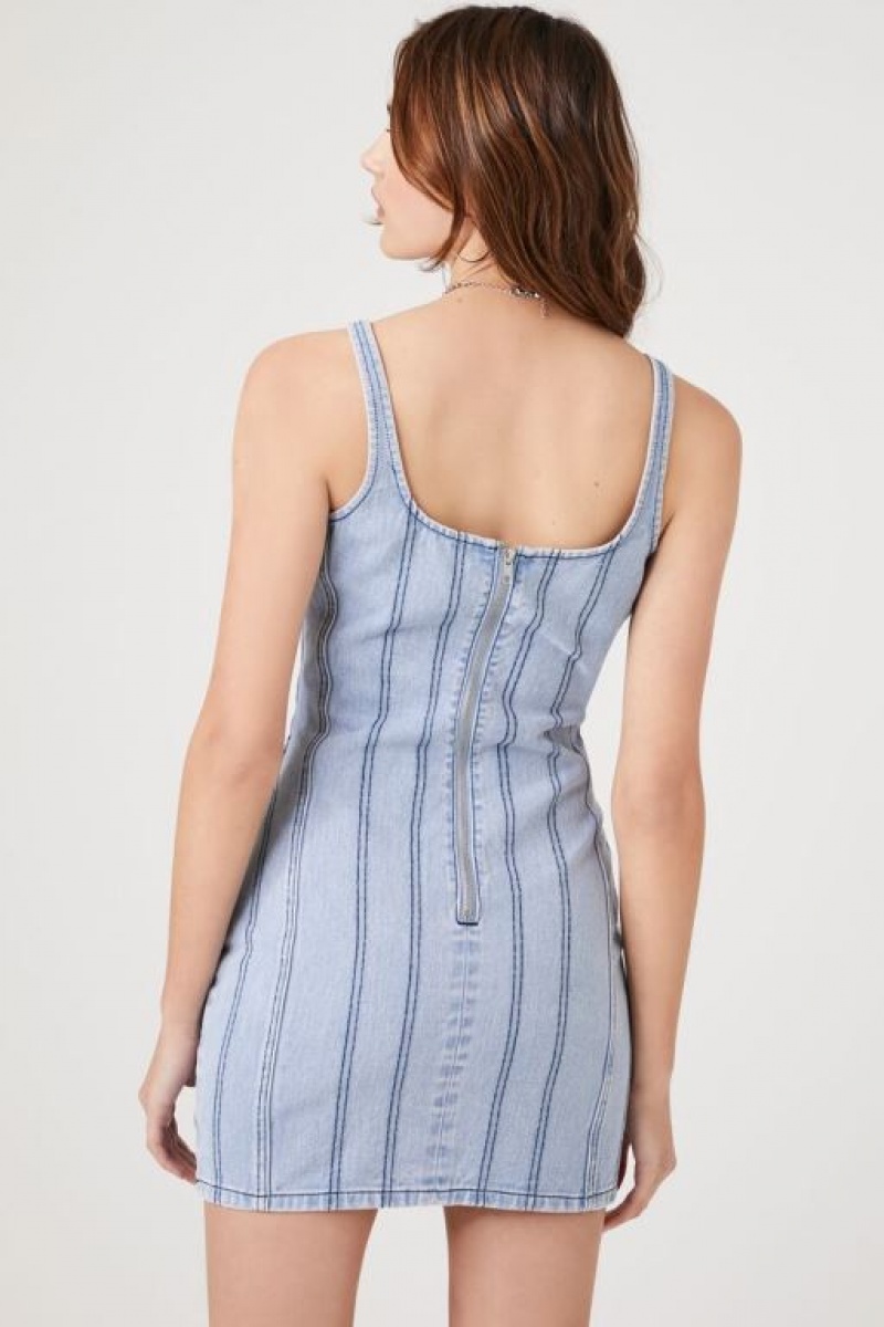 Vestido Forever 21 Bustier Denim Mini Mujer Azules Claro | Iln6V2VGxt7