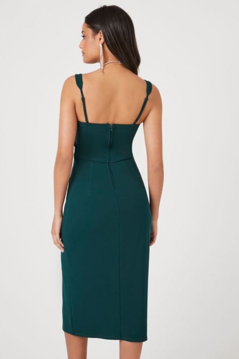 Vestido Forever 21 Bustier Slit Midi Mujer Verde | nWorJMpbyVf