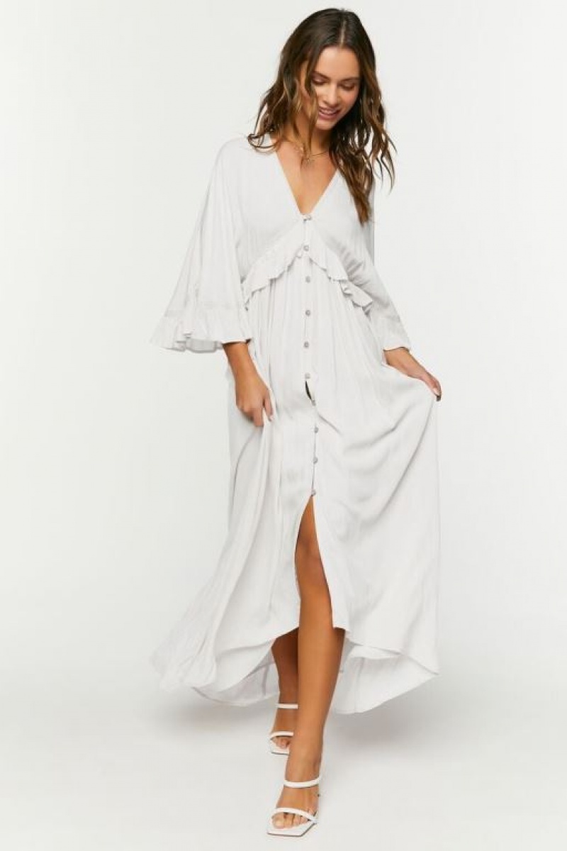 Vestido Forever 21 Butterfly Sleeve Flounce Maxi Mujer Blancas | do3RKv7TqbJ