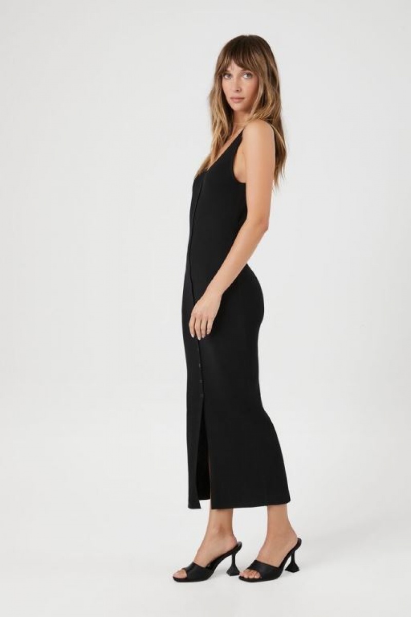 Vestido Forever 21 Button Down Midi Mujer Negras | WBKPu0WcQ9h