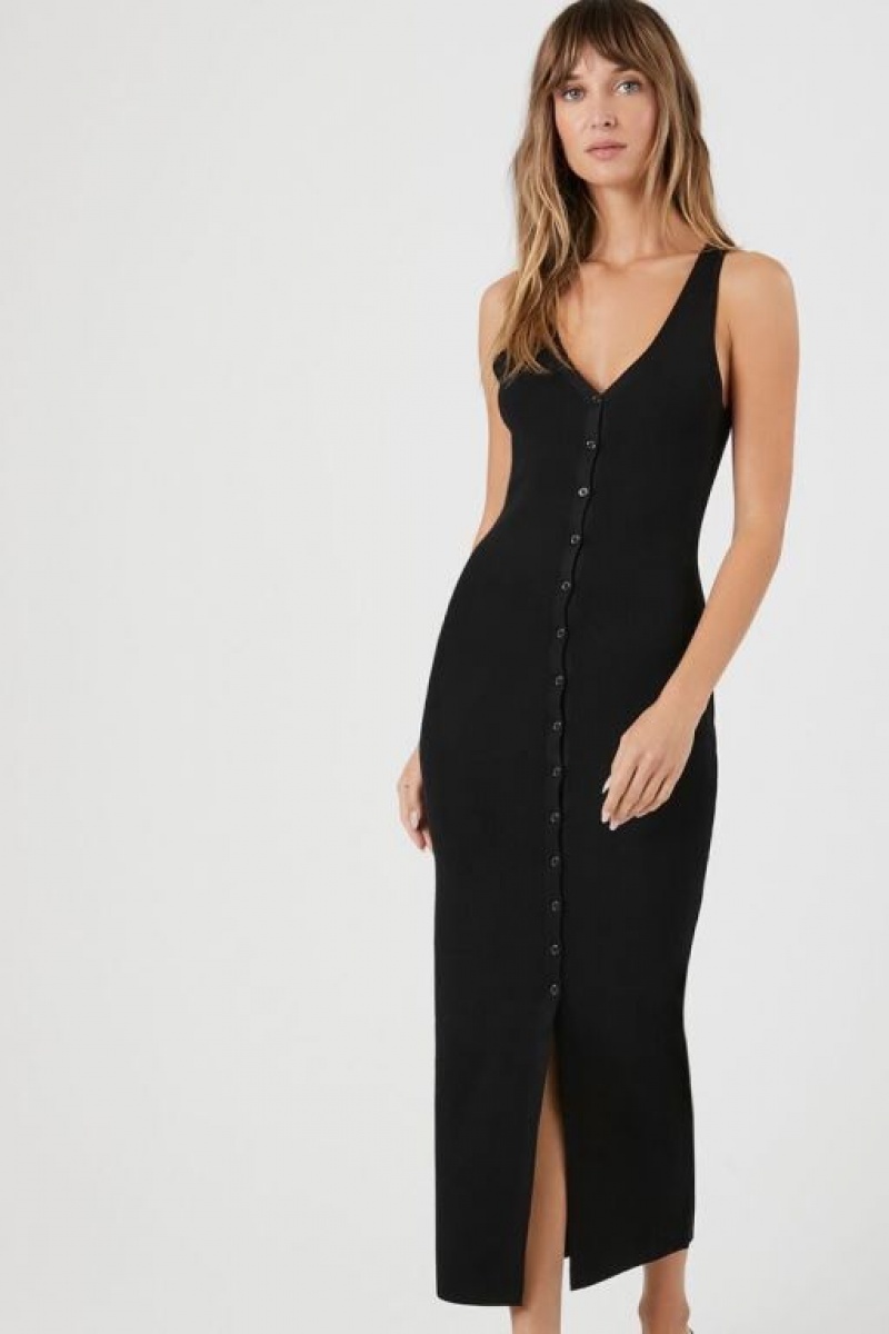 Vestido Forever 21 Button Down Midi Mujer Negras | WBKPu0WcQ9h