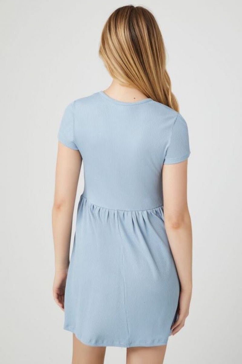 Vestido Forever 21 Button Front Fit Amp Flare Mujer Azules Claro | 1ccSXf5CFz9