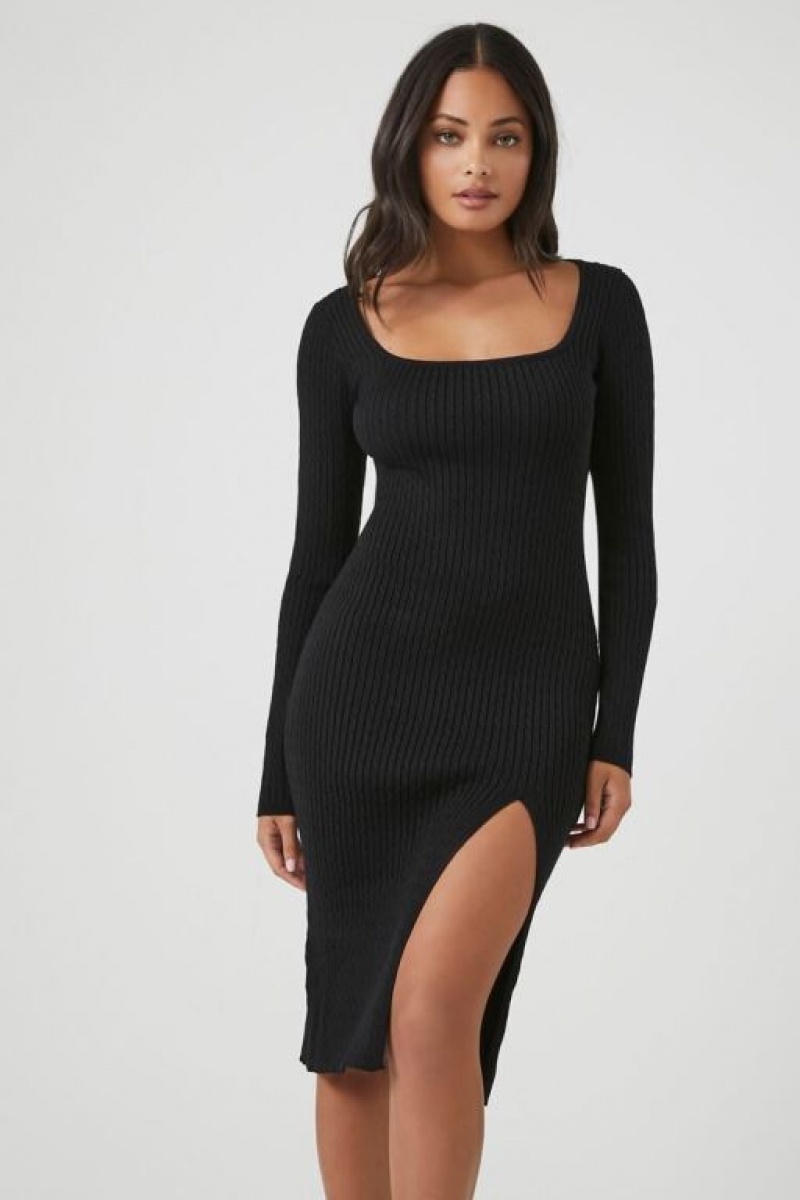 Vestido Forever 21 Cable Knit Midi Mujer Negras | AzHsmkqVJmZ