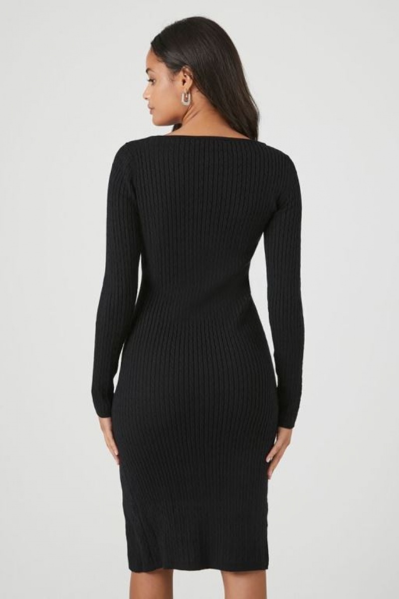 Vestido Forever 21 Cable Knit Midi Mujer Negras | AzHsmkqVJmZ