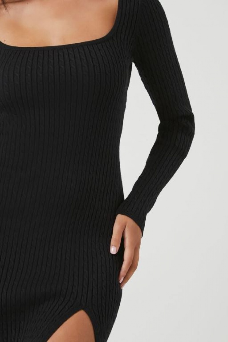 Vestido Forever 21 Cable Knit Midi Mujer Negras | AzHsmkqVJmZ