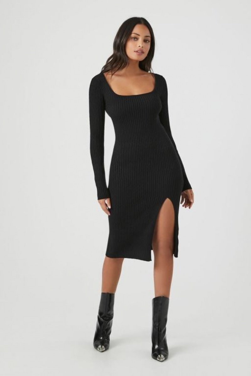 Vestido Forever 21 Cable Knit Midi Mujer Negras | AzHsmkqVJmZ