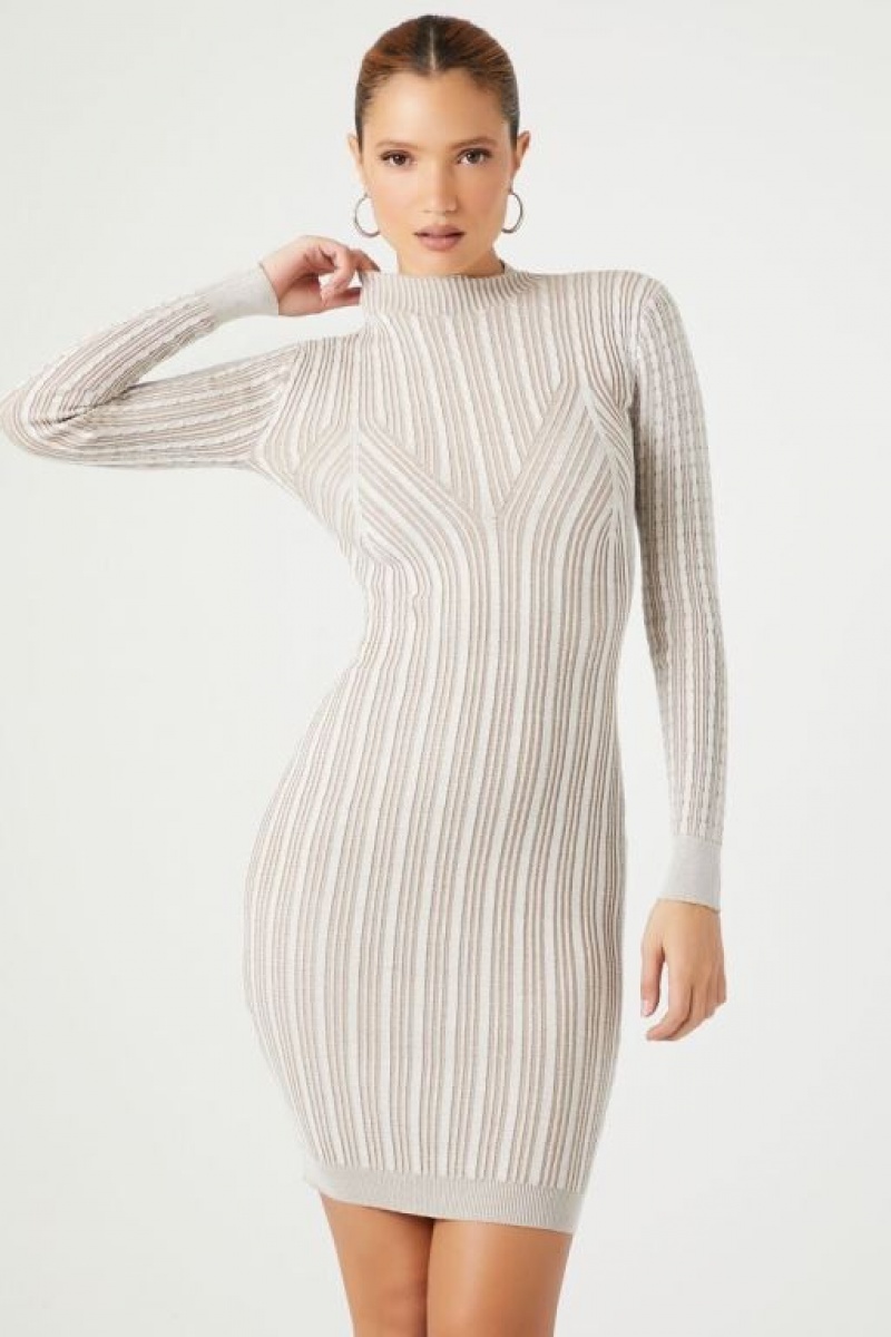 Vestido Forever 21 Cable Knit Midi Mujer Blancas | 3WOwrGMJIbk