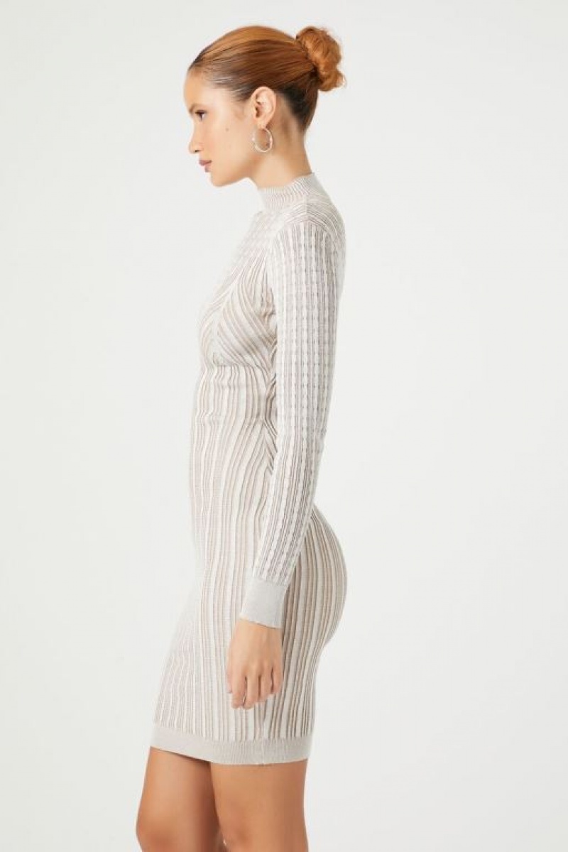 Vestido Forever 21 Cable Knit Midi Mujer Blancas | 3WOwrGMJIbk