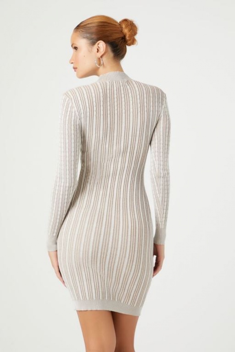 Vestido Forever 21 Cable Knit Midi Mujer Blancas | 3WOwrGMJIbk