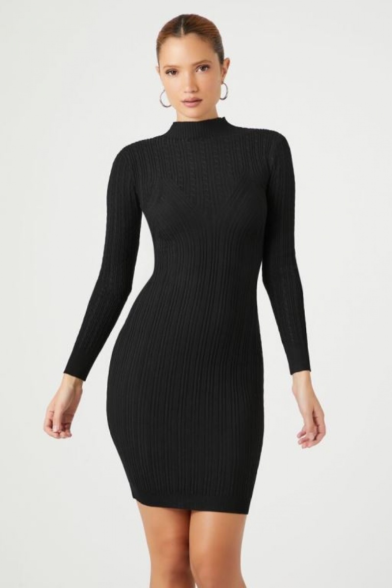 Vestido Forever 21 Cable Knit Midi Mujer Negras | jPeC8mb2oDU