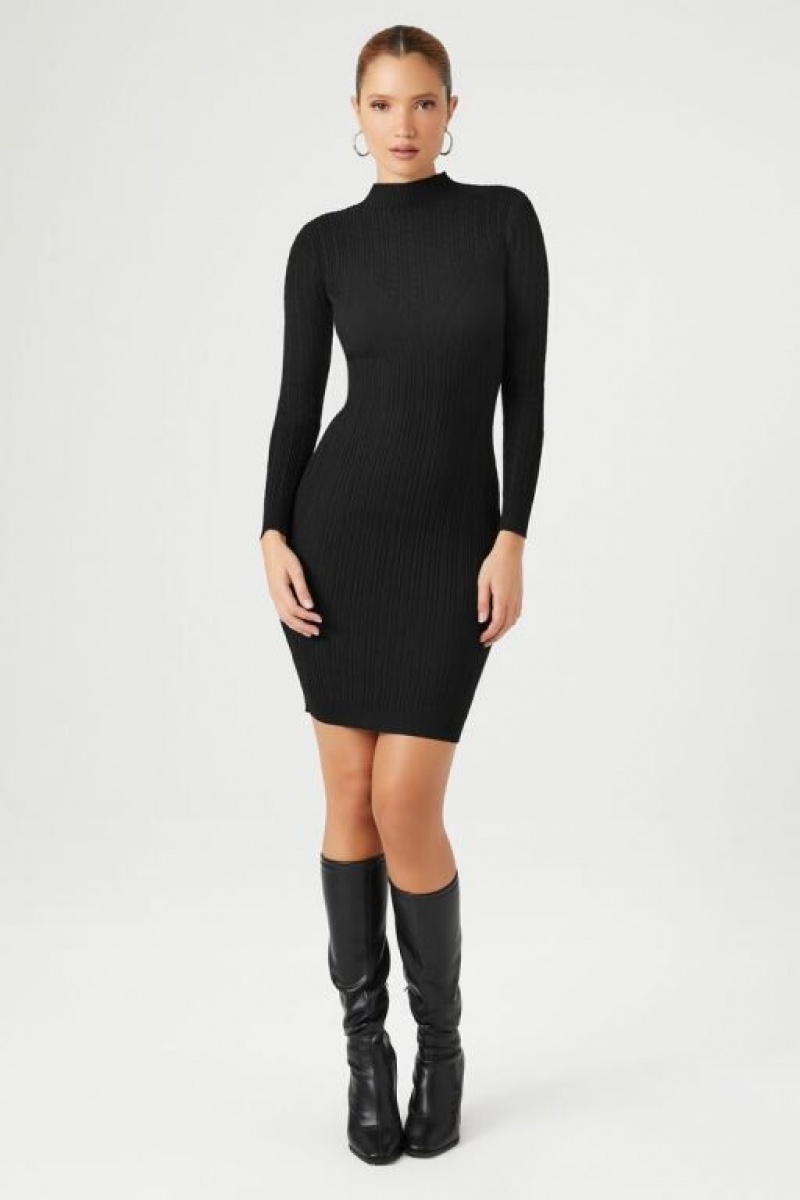 Vestido Forever 21 Cable Knit Midi Mujer Negras | jPeC8mb2oDU