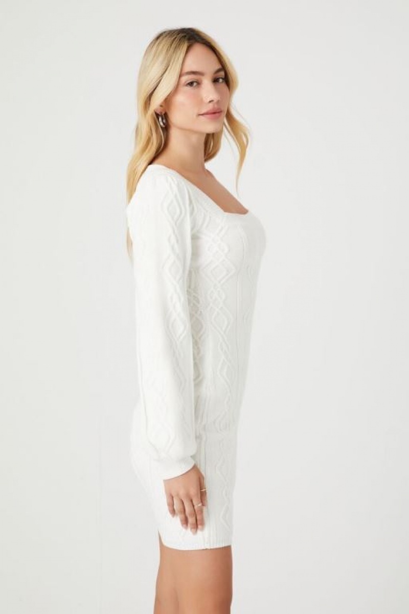 Vestido Forever 21 Cable Knit Mini Mujer Blancas | wWf8os6X8jv