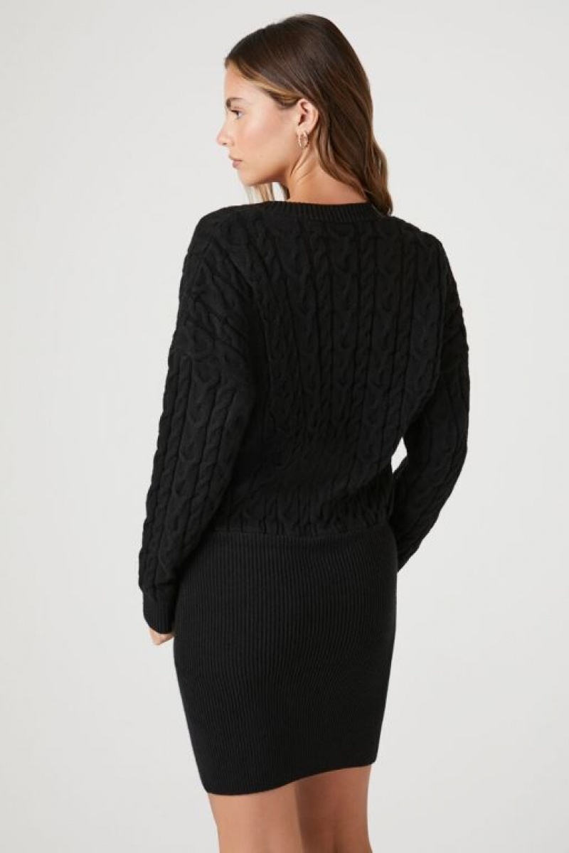 Vestido Forever 21 Cable Knit Mini Mujer Negras | LLj99ZNqCVZ