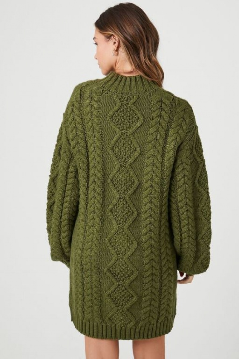 Vestido Forever 21 Cable Knit Mini Mujer Gris Verde | ZPhV9QtoYOa