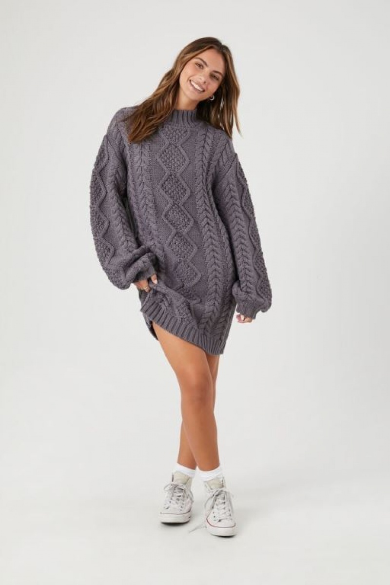 Vestido Forever 21 Cable Knit Mini Mujer Gris | yM1kr5T02AL