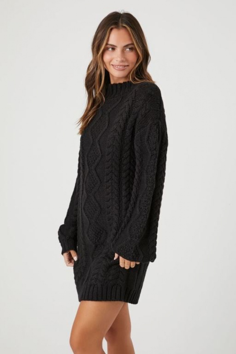 Vestido Forever 21 Cable Knit Mini Mujer Negras | GaqKhv4XQyM