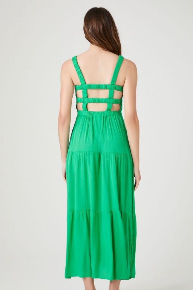 Vestido Forever 21 Caged Midi Tank Mujer Verde | xdKPN3eDCWp