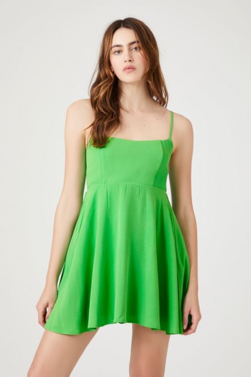 Vestido Forever 21 Cami Fit Amp Flare Mini Mujer Verde | ai8xfbBShL6