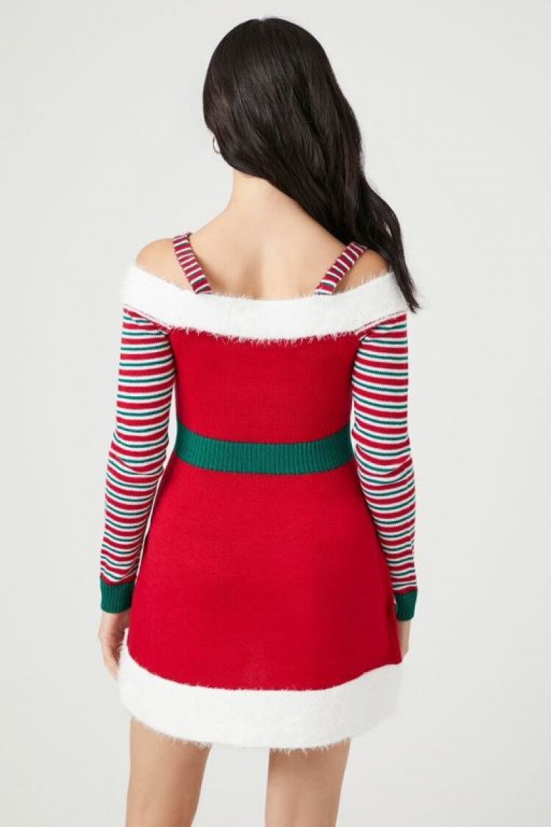 Vestido Forever 21 Candy Cane Heart Elf Mini Mujer Rojas Multicolor | gAzkK3I316V