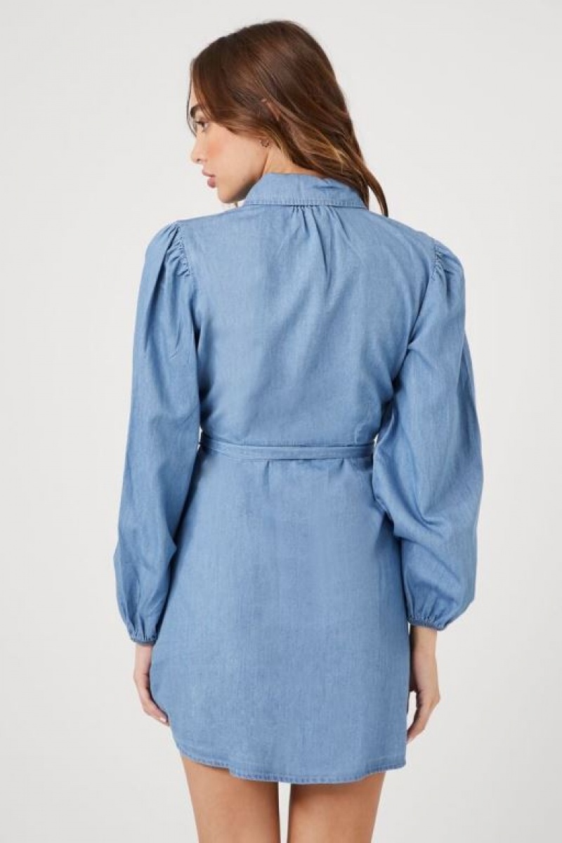 Vestido Forever 21 Chambray Mini Mujer Azules | YeXu34Q8w0y