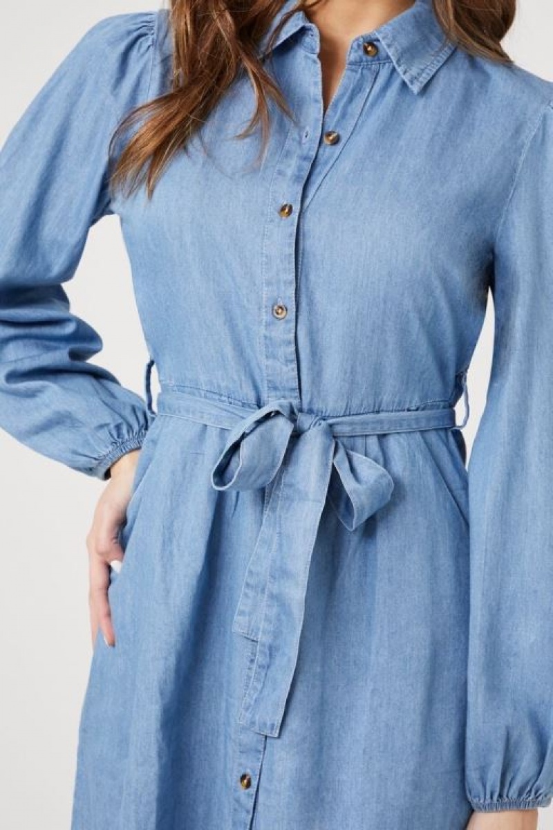 Vestido Forever 21 Chambray Mini Mujer Azules | YeXu34Q8w0y