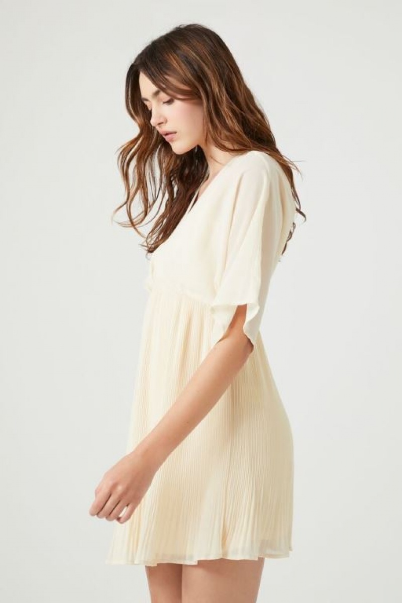 Vestido Forever 21 Chiffon Mini Babydoll Mujer Creme | SfiA4P7us2U