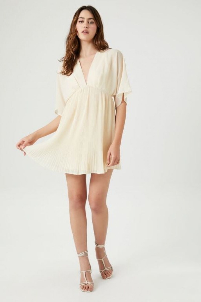 Vestido Forever 21 Chiffon Mini Babydoll Mujer Creme | SfiA4P7us2U